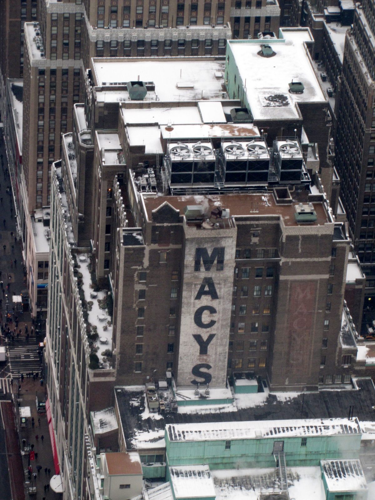 Macy's rooftop sign from above