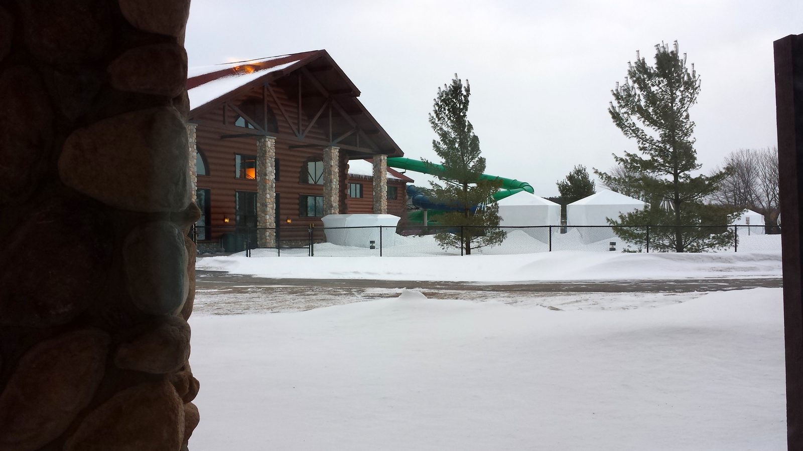 Great Wolf Lodge across the snow in Traverse City