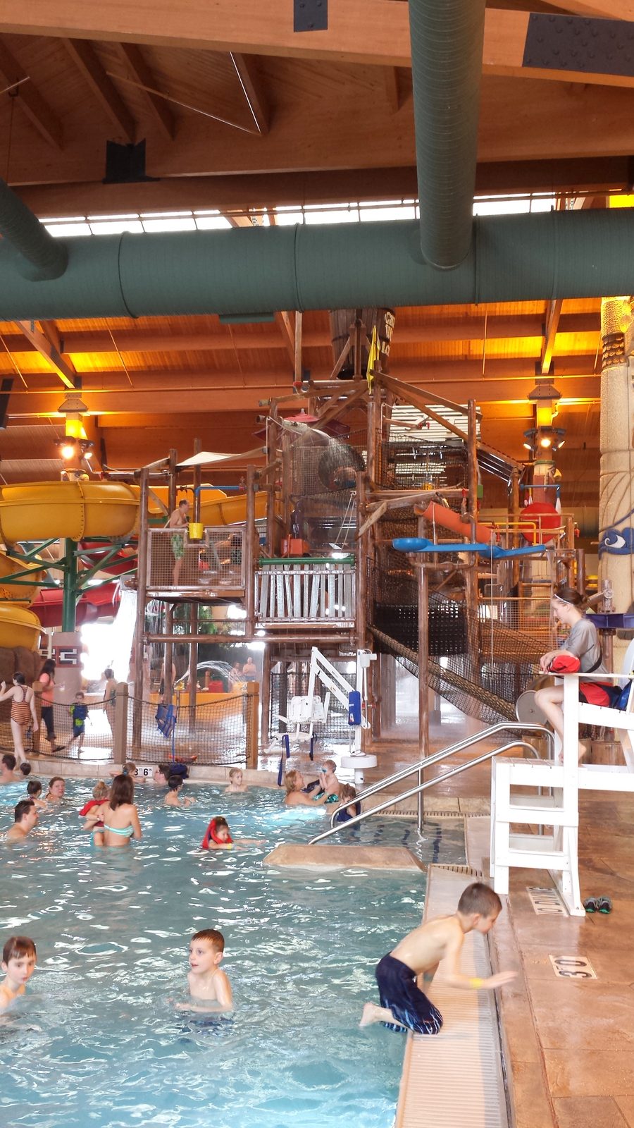 Racing down the water park slides