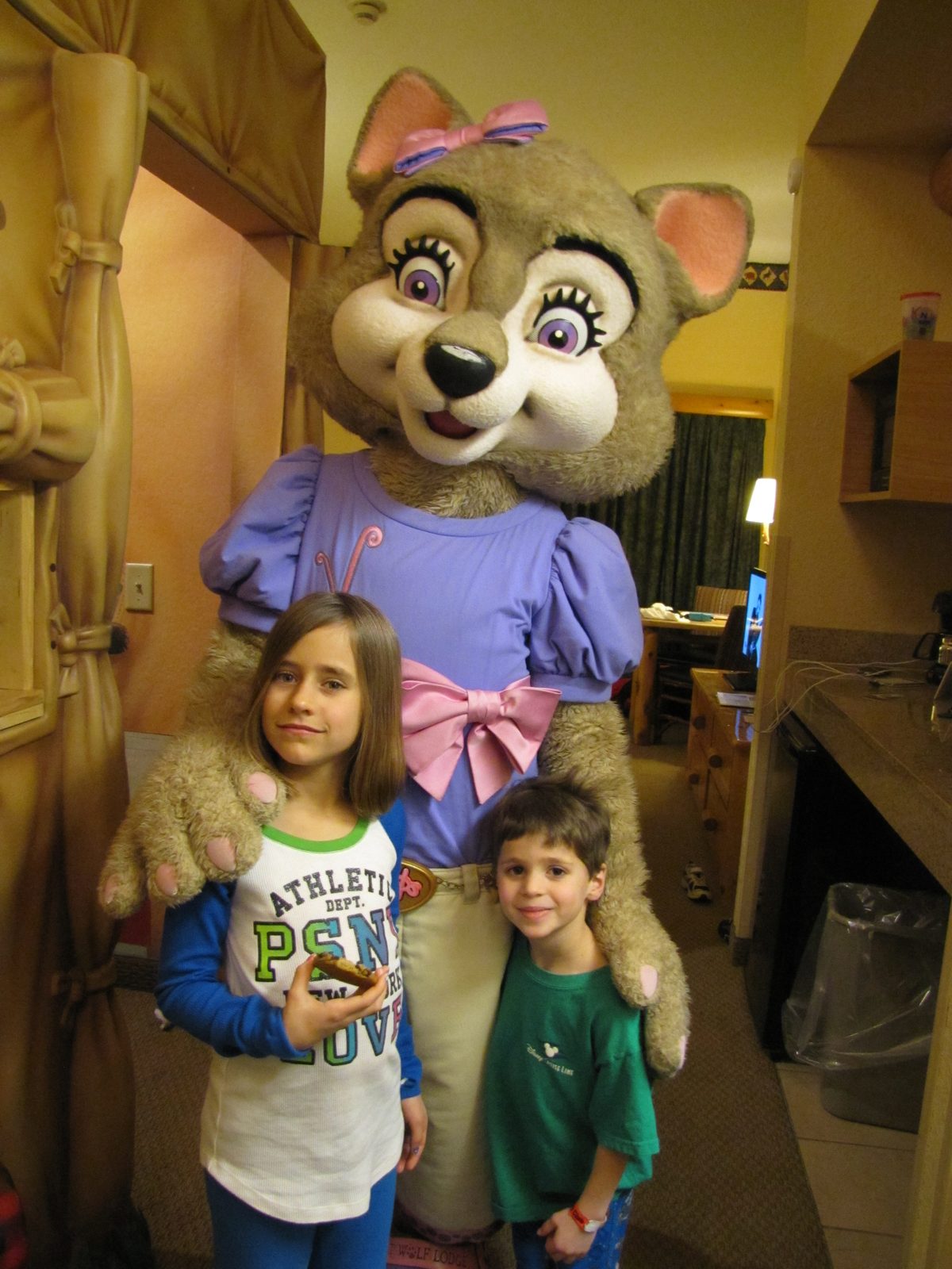 The wolf character visits the room at bedtime