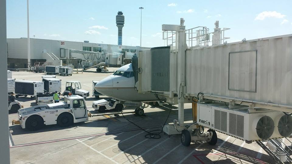 The plane home at the gate in Orlando