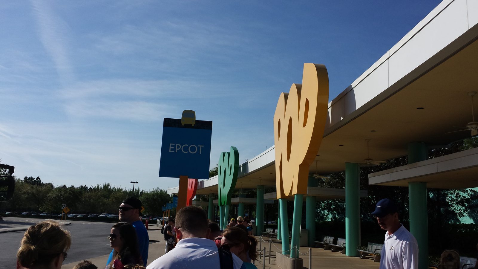 Waiting for the Epcot bus at Pop Century