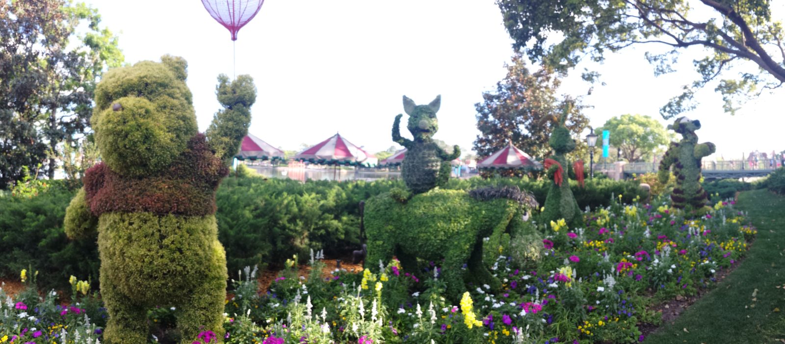 Winnie the Pooh topiary in the flower garden