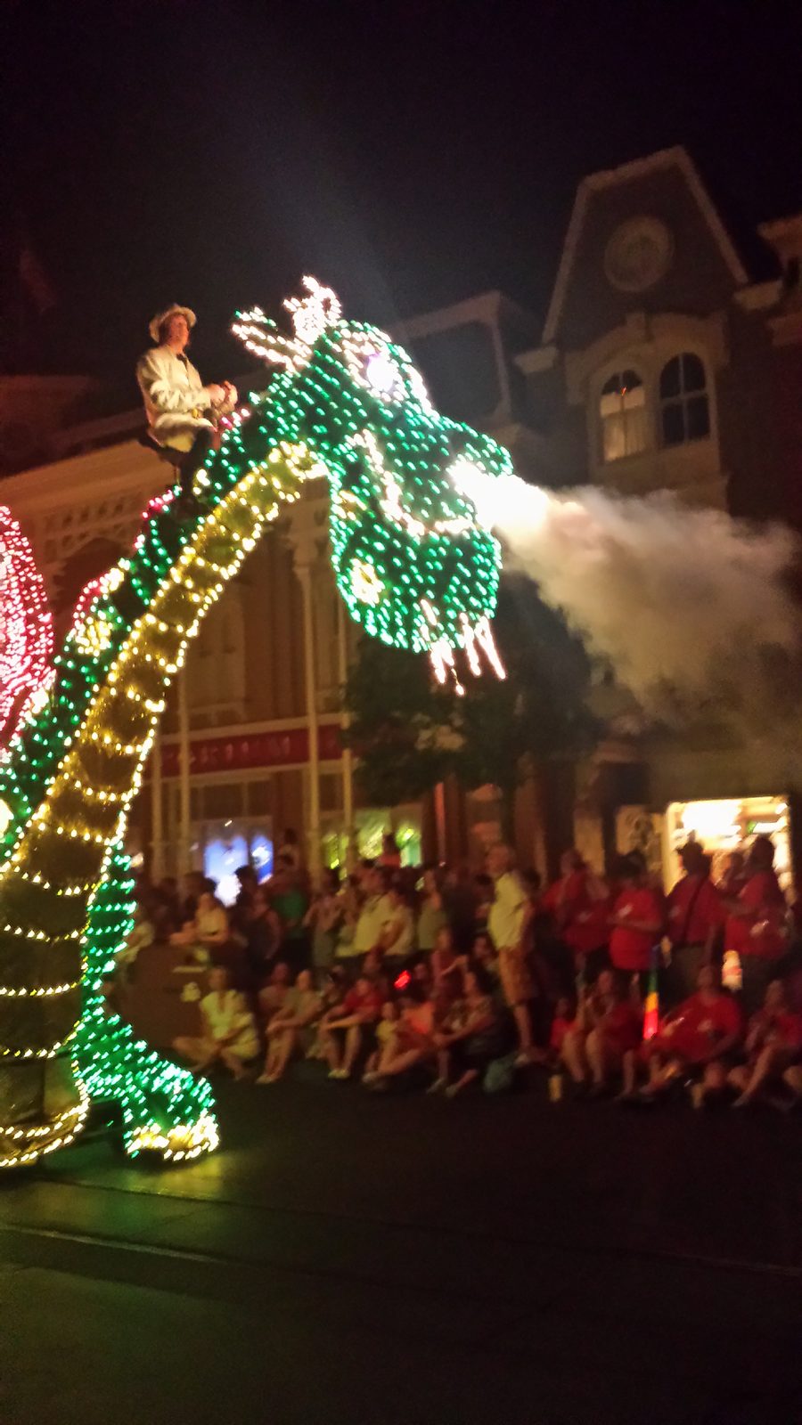 The dragon float in the Main Street Electrical Parade