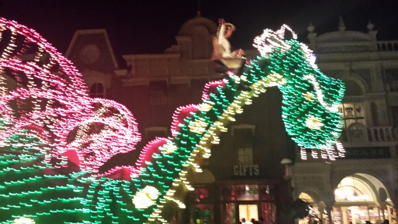 The lit-up dragon float at the parade