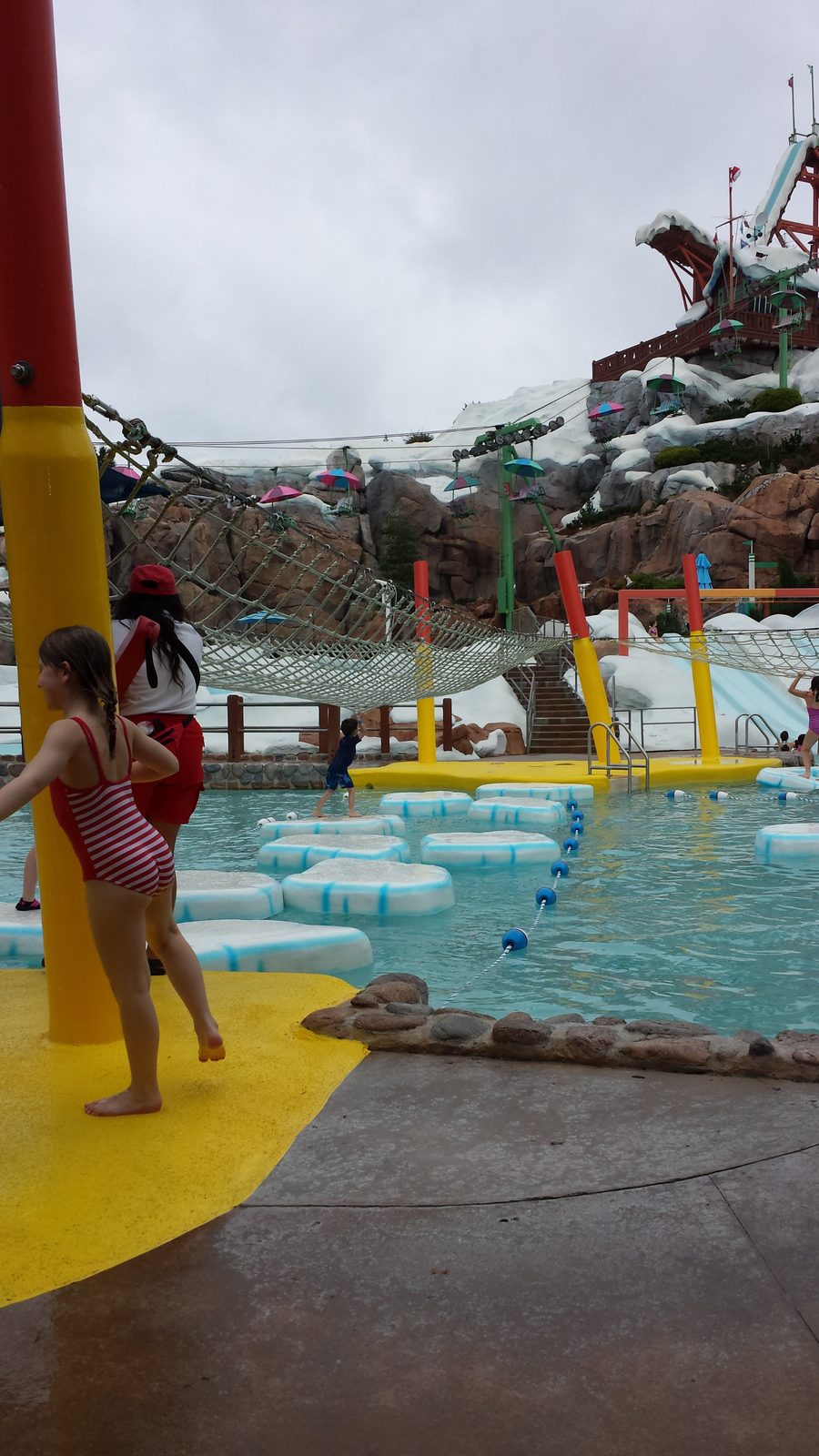 Splashing through the water play area