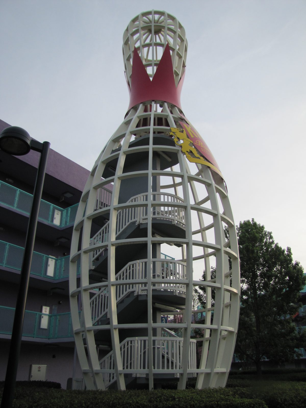 The giant bowling pin outside Pop Century