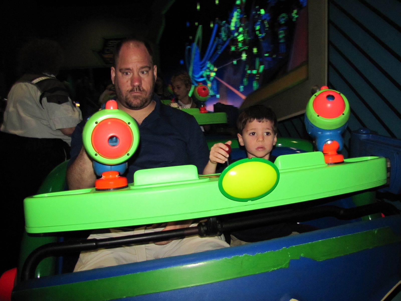 Thomas and me riding Buzz Lightyear's Space Ranger Spin