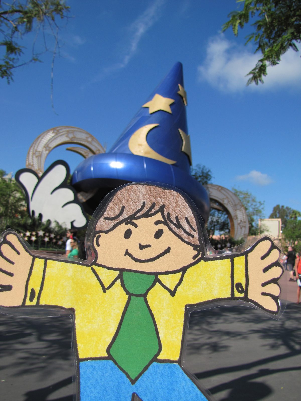 Flat Stanley in Sorcerer Mickey's hat at Hollywood Studios