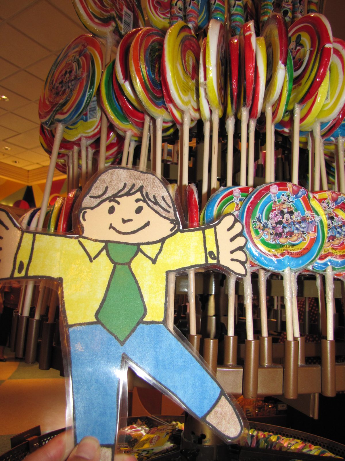 Flat Stanley craving giant lollipops at Hollywood Studios