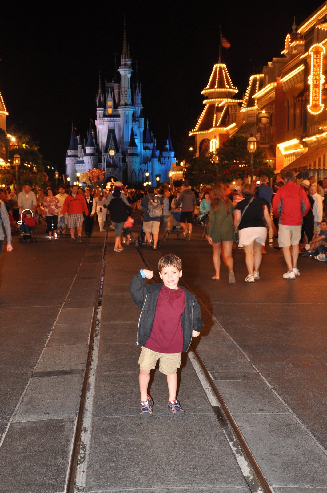 Thomas lighting up Main Street at night