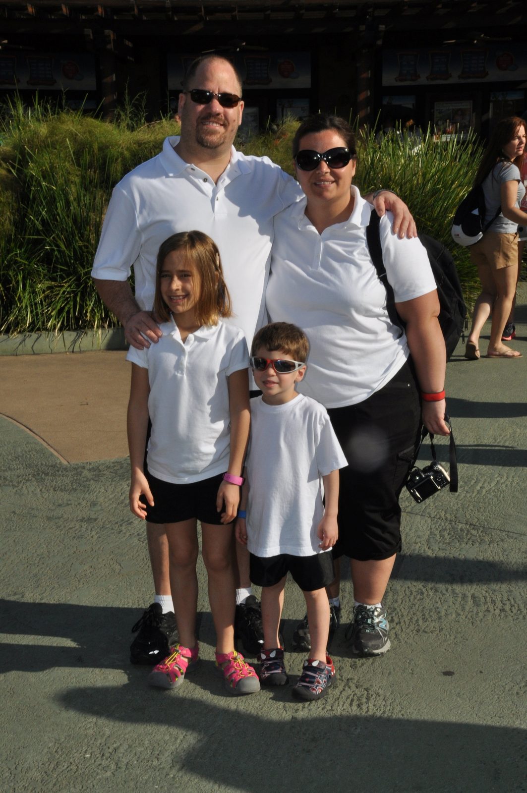 Arriving at Animal Kingdom in matching white shirts