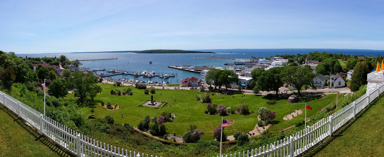 The harbor and town, seen from Fort Mackinac