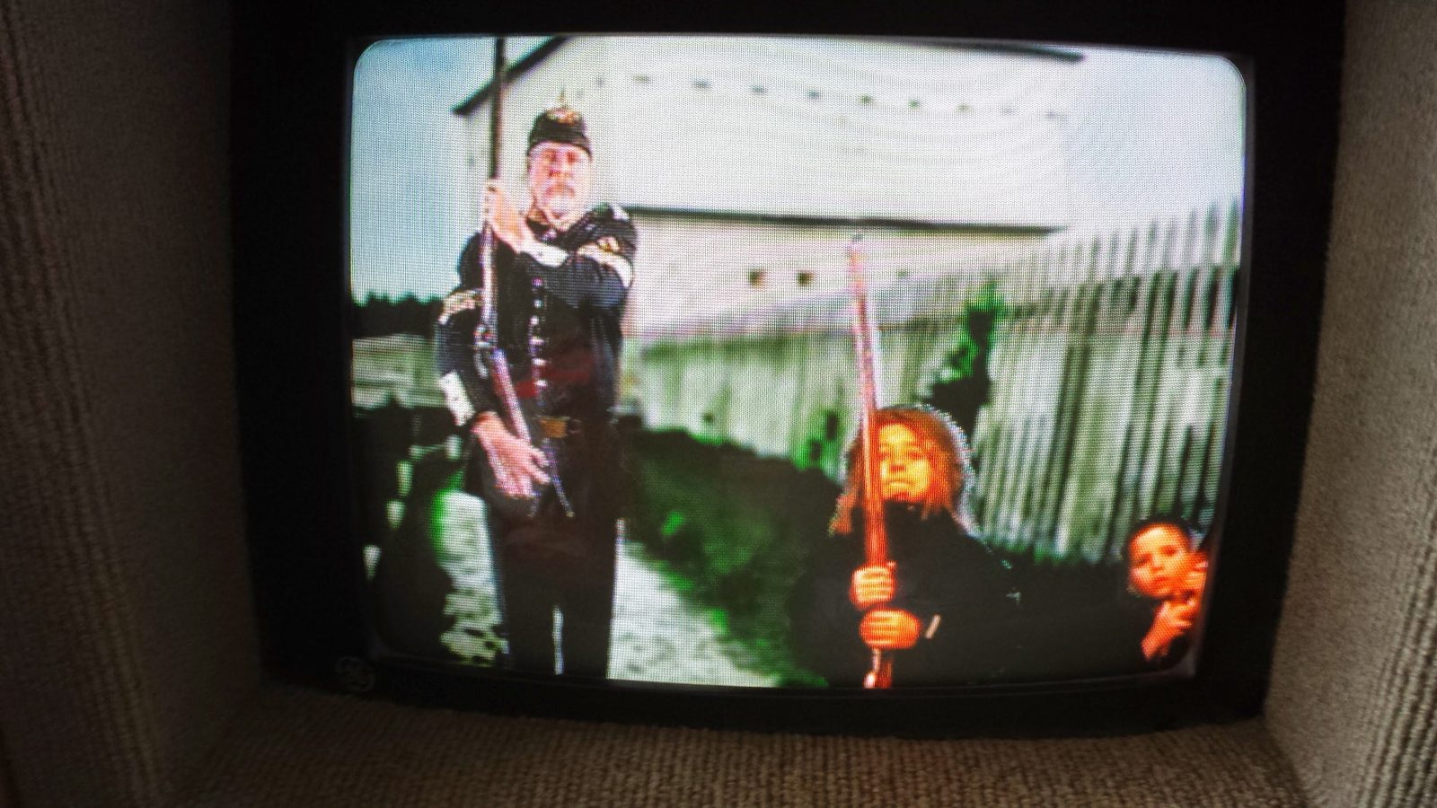 Lisa and Thomas on screen in the fort's video booth