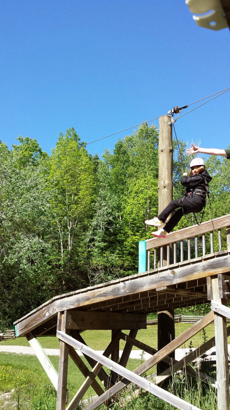 Flying across the zip line course
