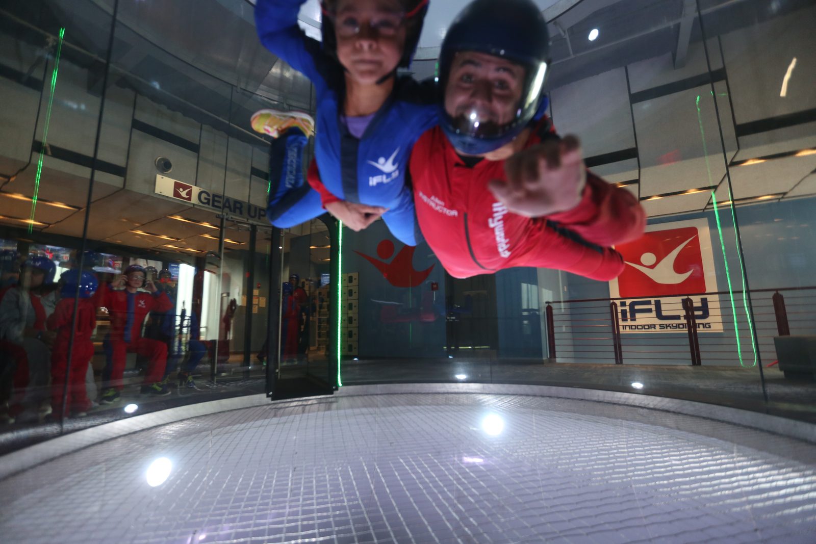 Lisa airborne with her instructor