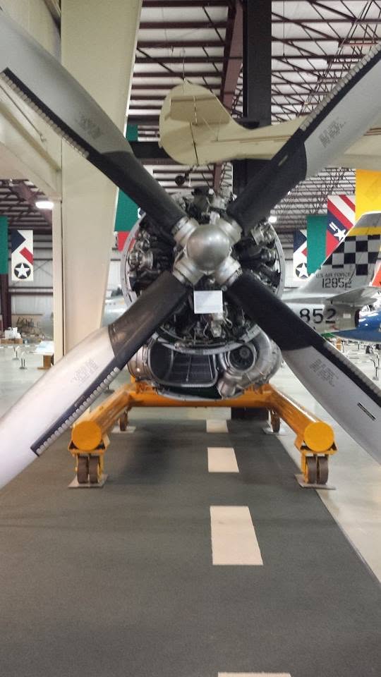 A big radial engine and propeller at the Air Zoo