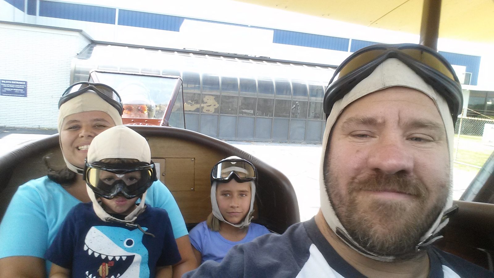 Kathy, Thomas, Lisa and I, goggled up before takeoff