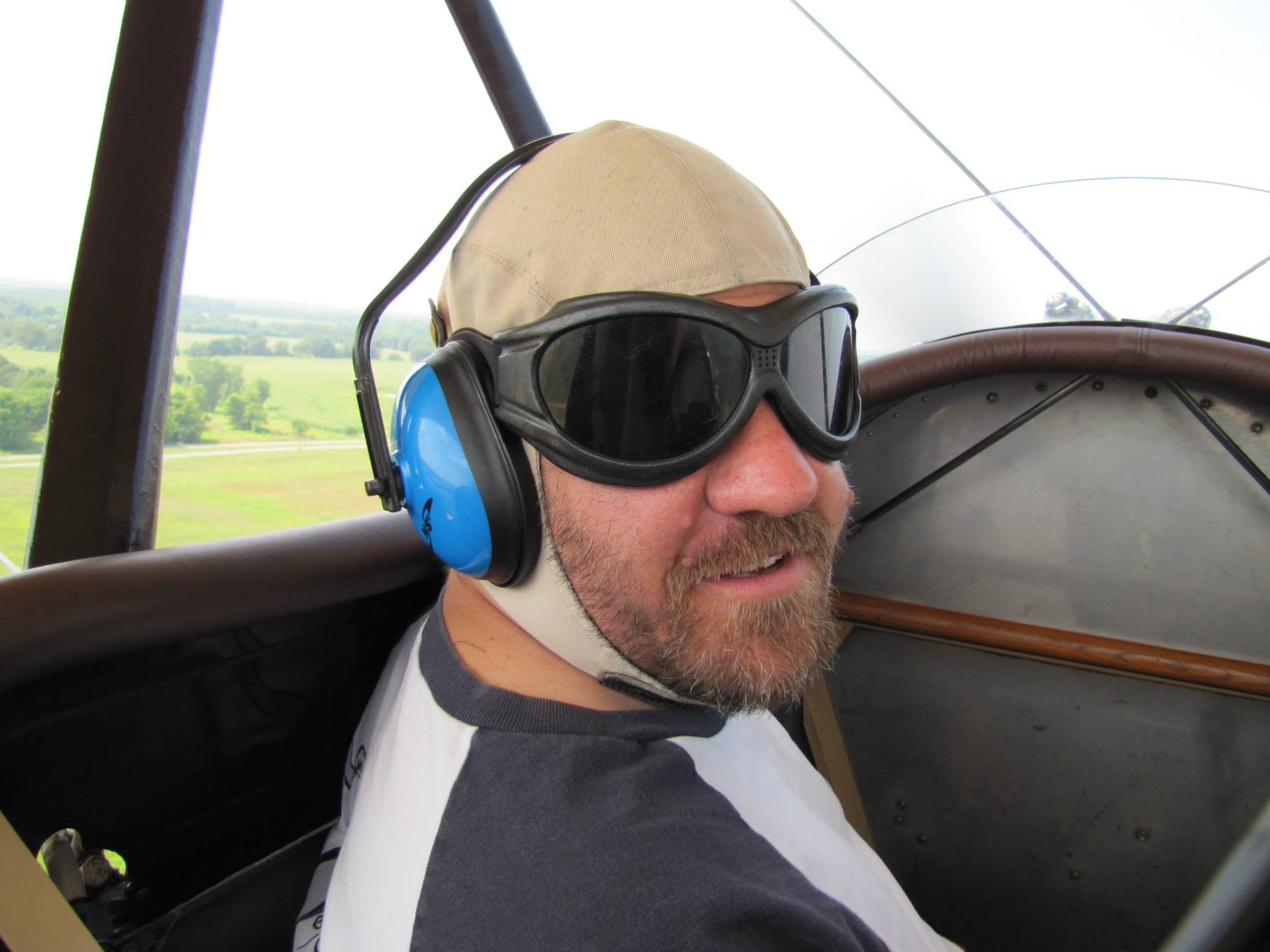 Michael, the barnstormer, in the cockpit