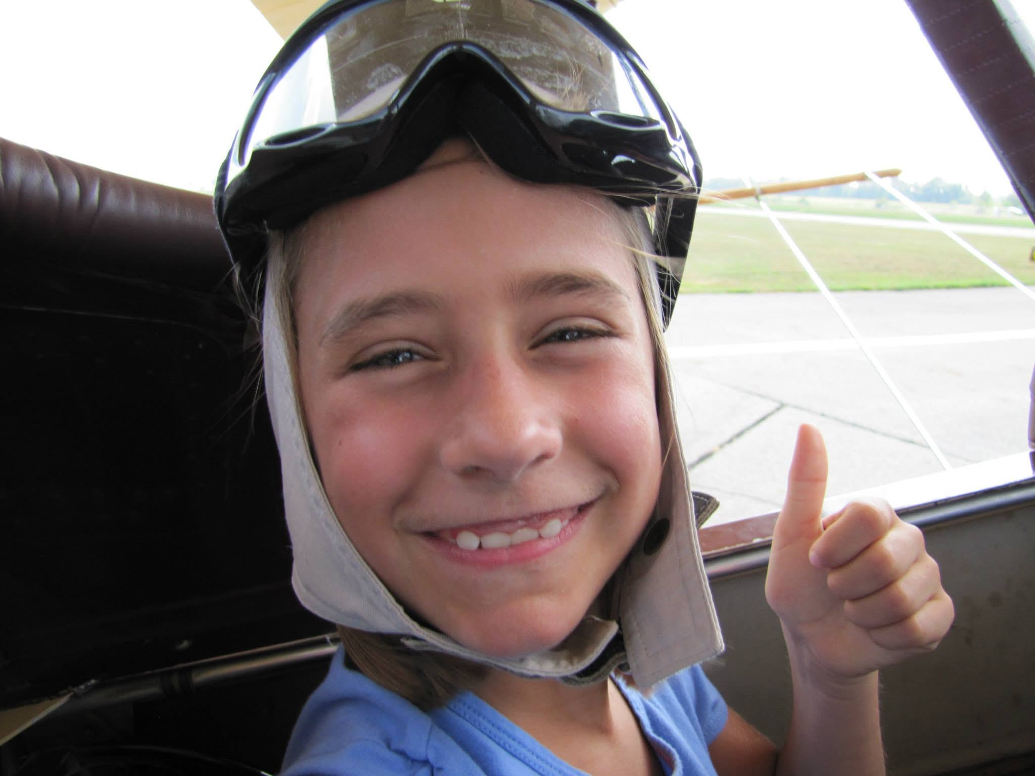 Lisa's smile says it all after the flight