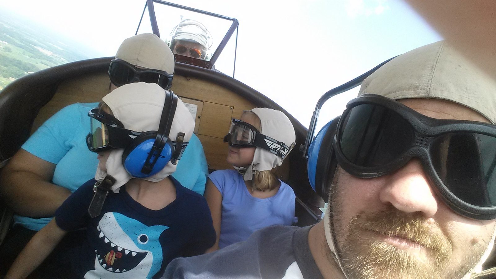 The whole family in Waldo Wright's biplane