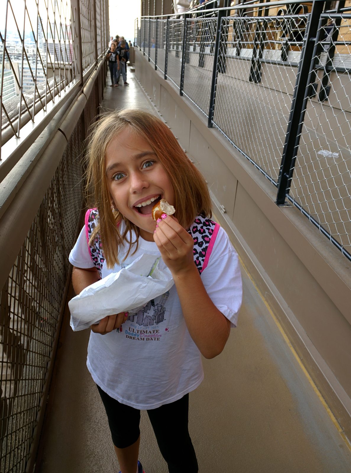 Lisa with a pretzel