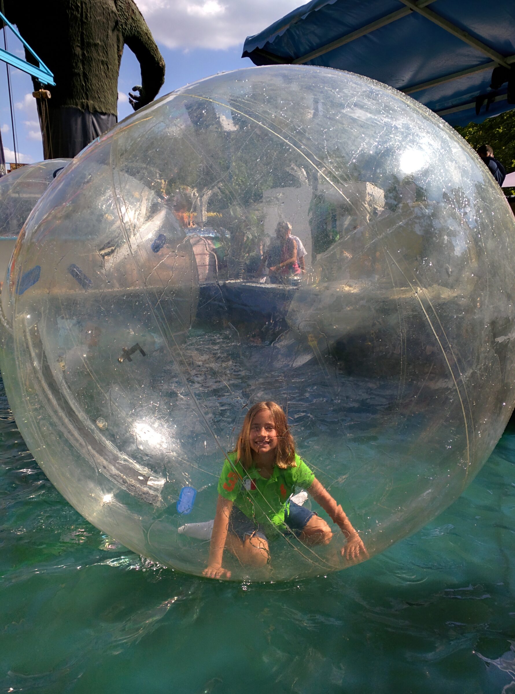 Lisa inside the water ball