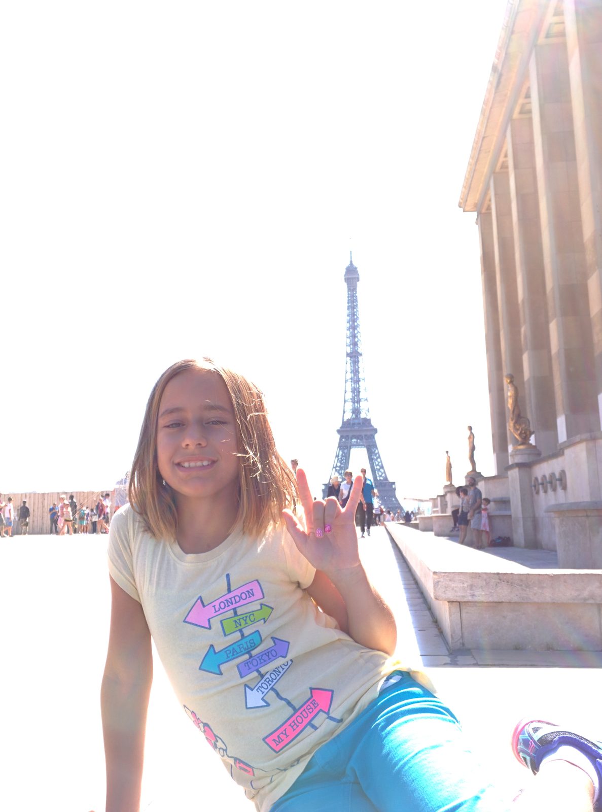 Lisa at Trocadéro with the Eiffel Tower behind her
