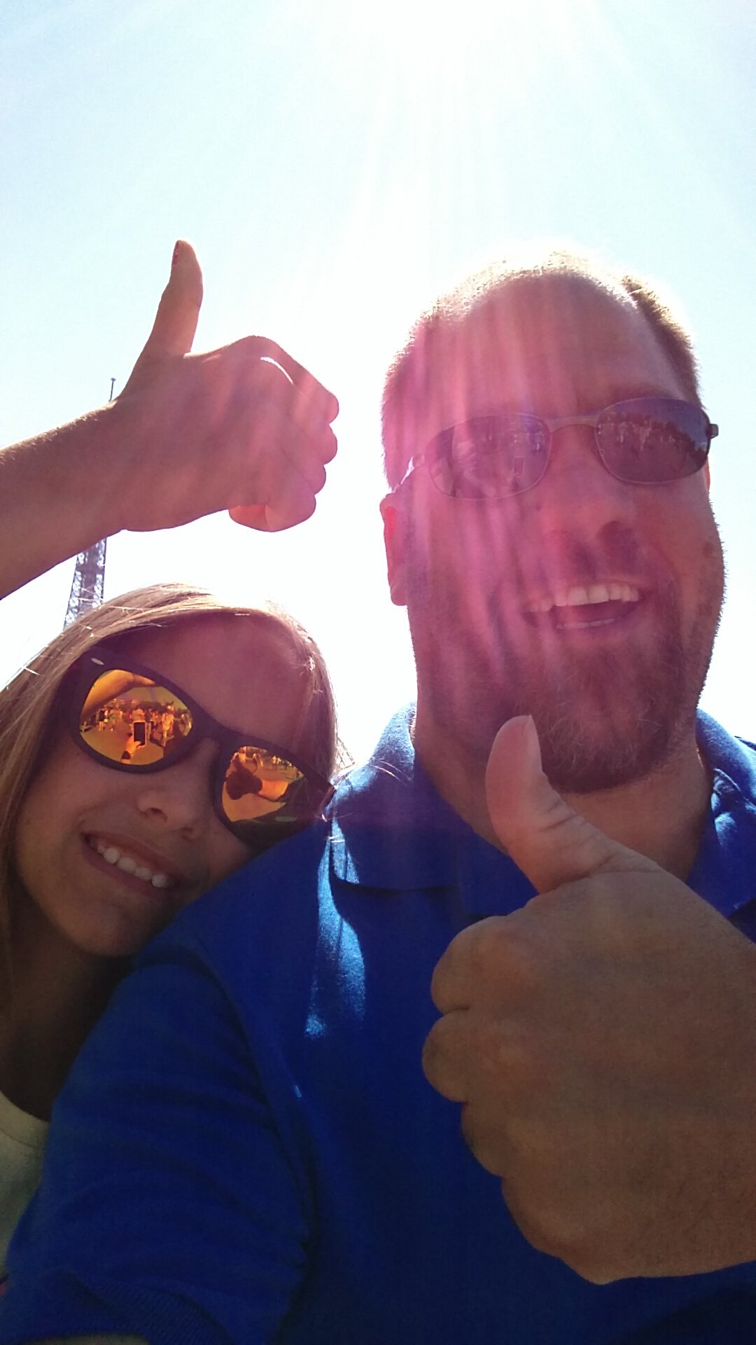 Thumbs up on the open-top bus