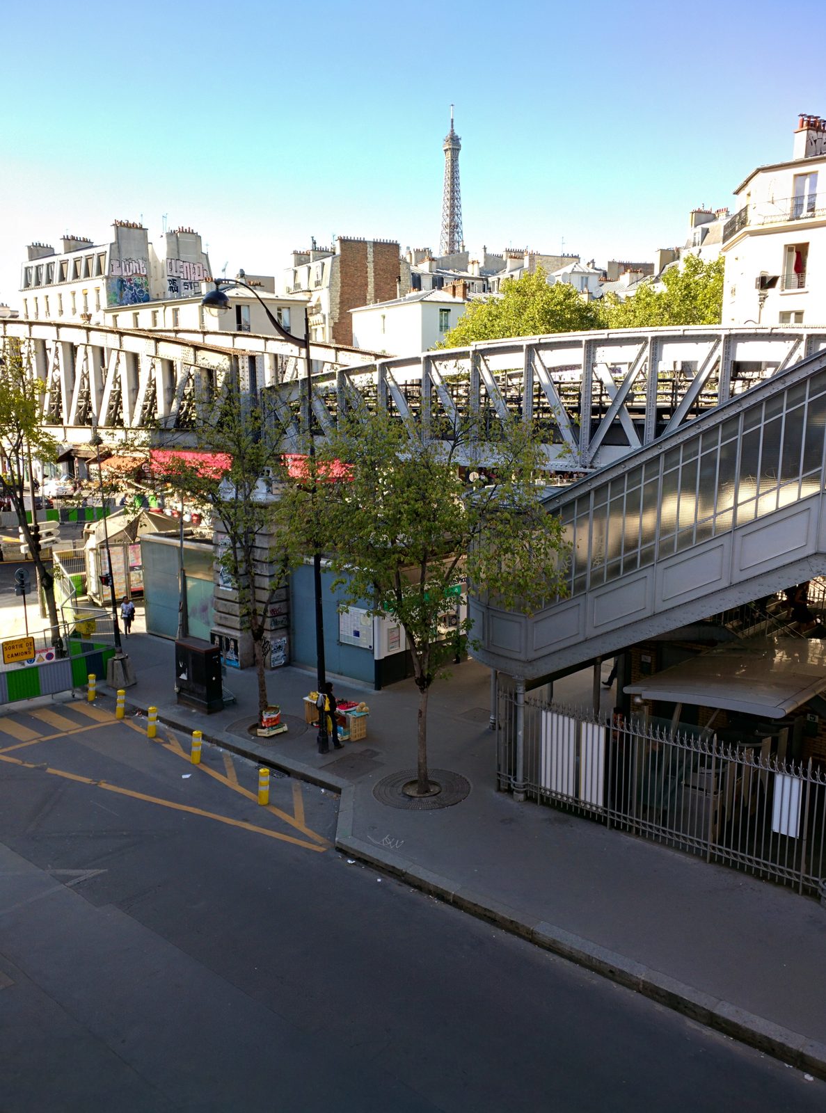 Eiffel Tower and the Métro viaduct from the hotel