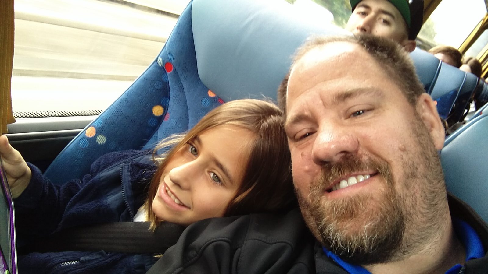 Selfie on the coach out of London