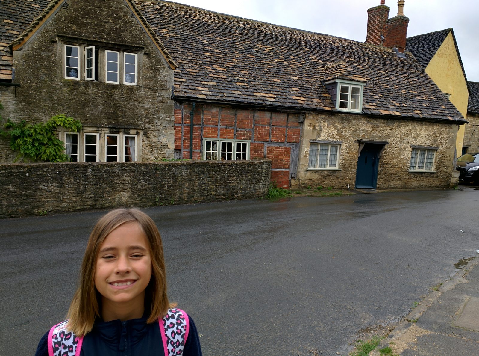 Lisa walking the streets of Lacock