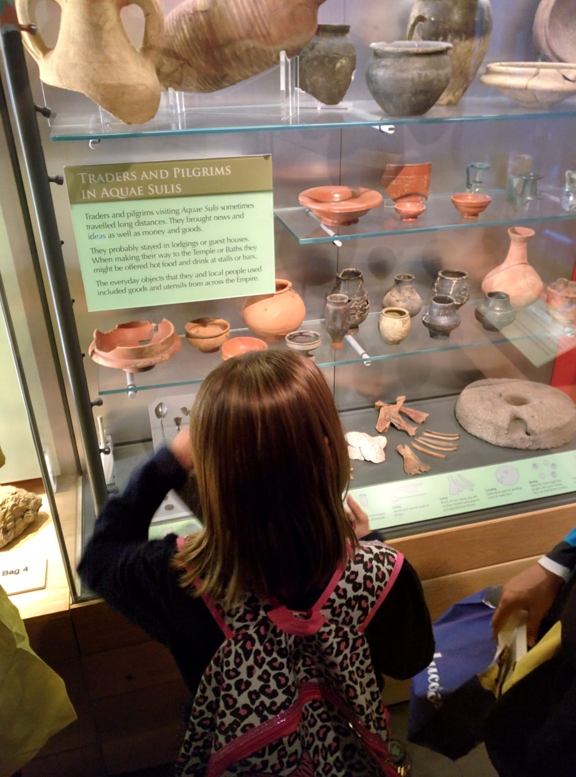 Roman pottery cases in the Baths museum