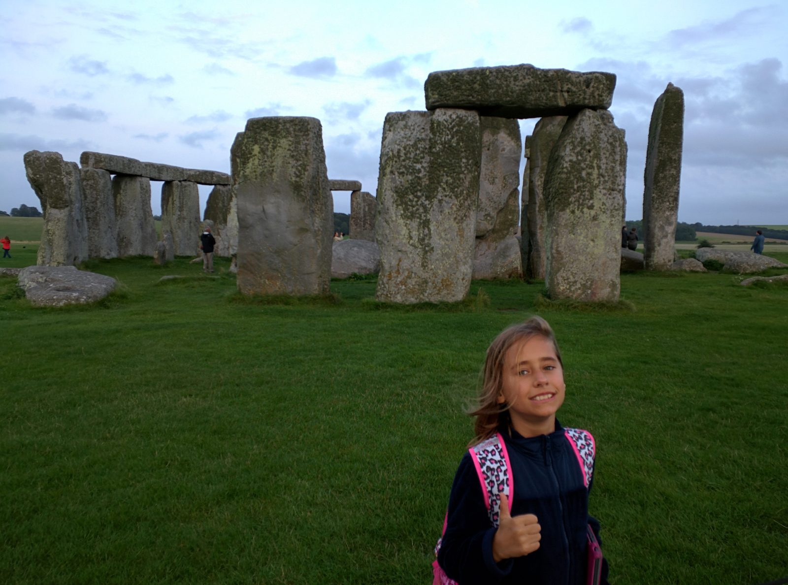 Lisa among the stones at Stonehenge
