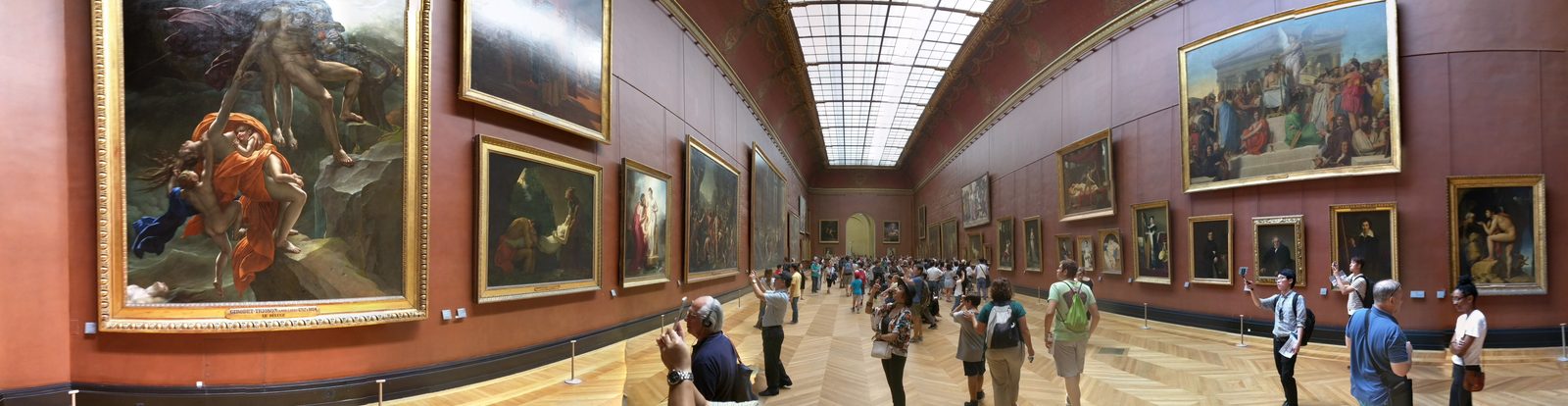 The long gallery of paintings at the Louvre