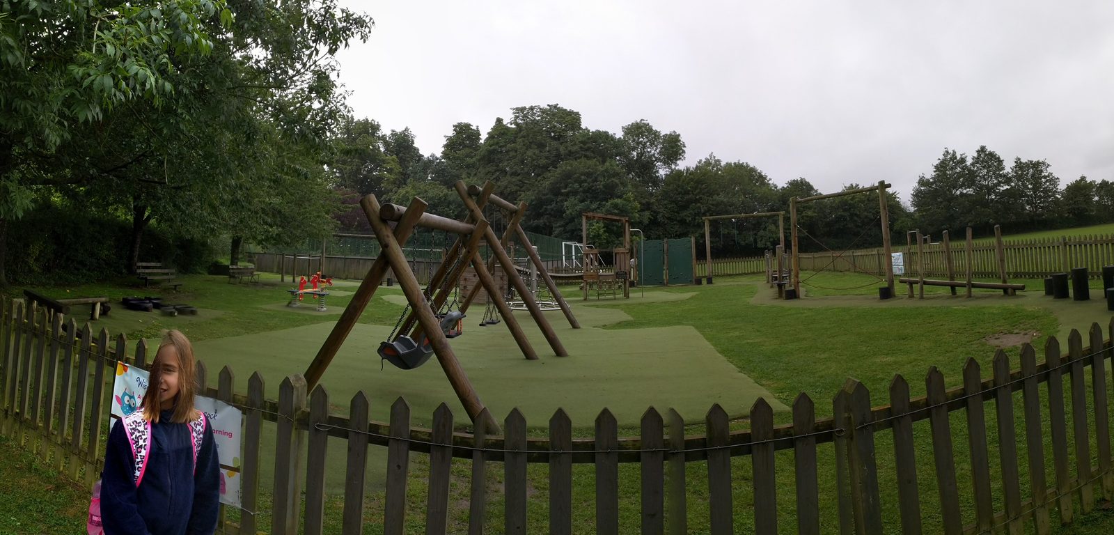 Lisa says if it weren't raining this might have been a fun place to play, but it's all wet and muddy