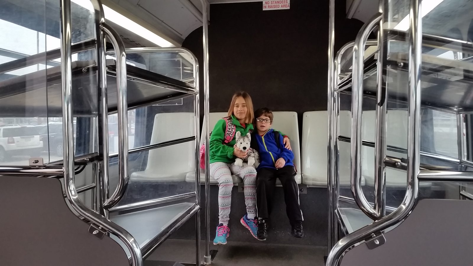 Lisa and Thomas on the airport train