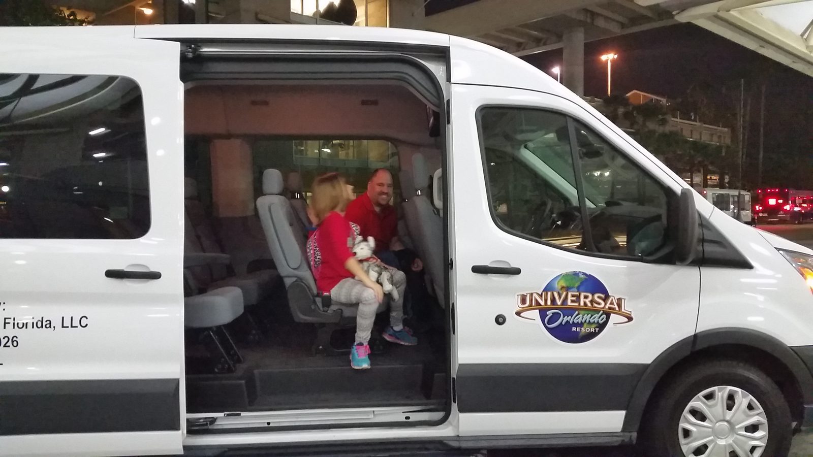 Boarding the resort shuttle from the airport