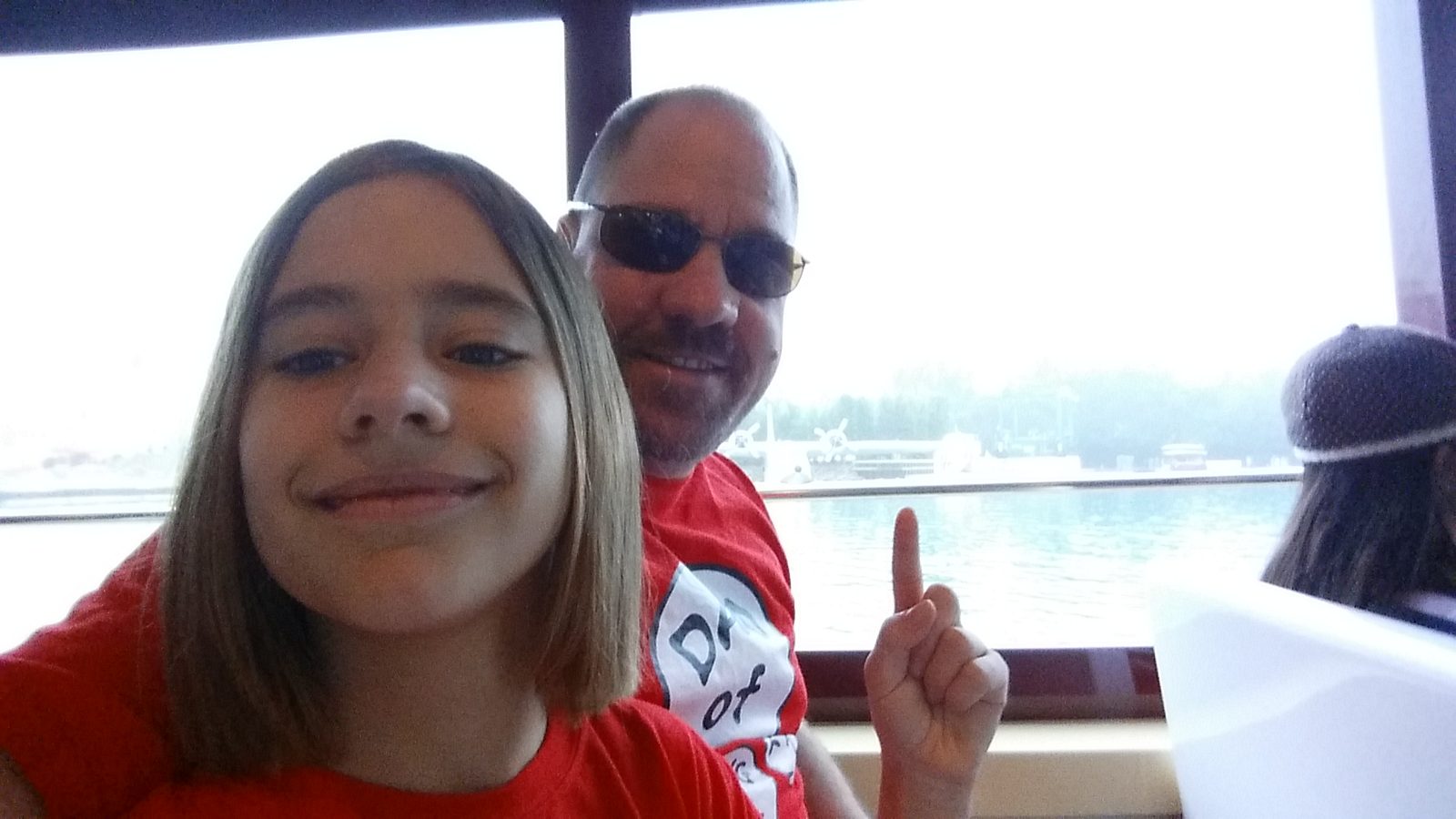 Lisa and me on the water taxi to the parks