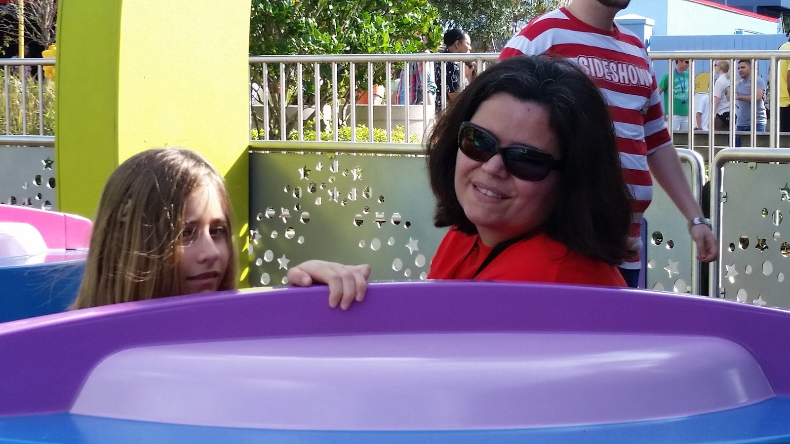 Lisa and Kathy in the spinning tea cups