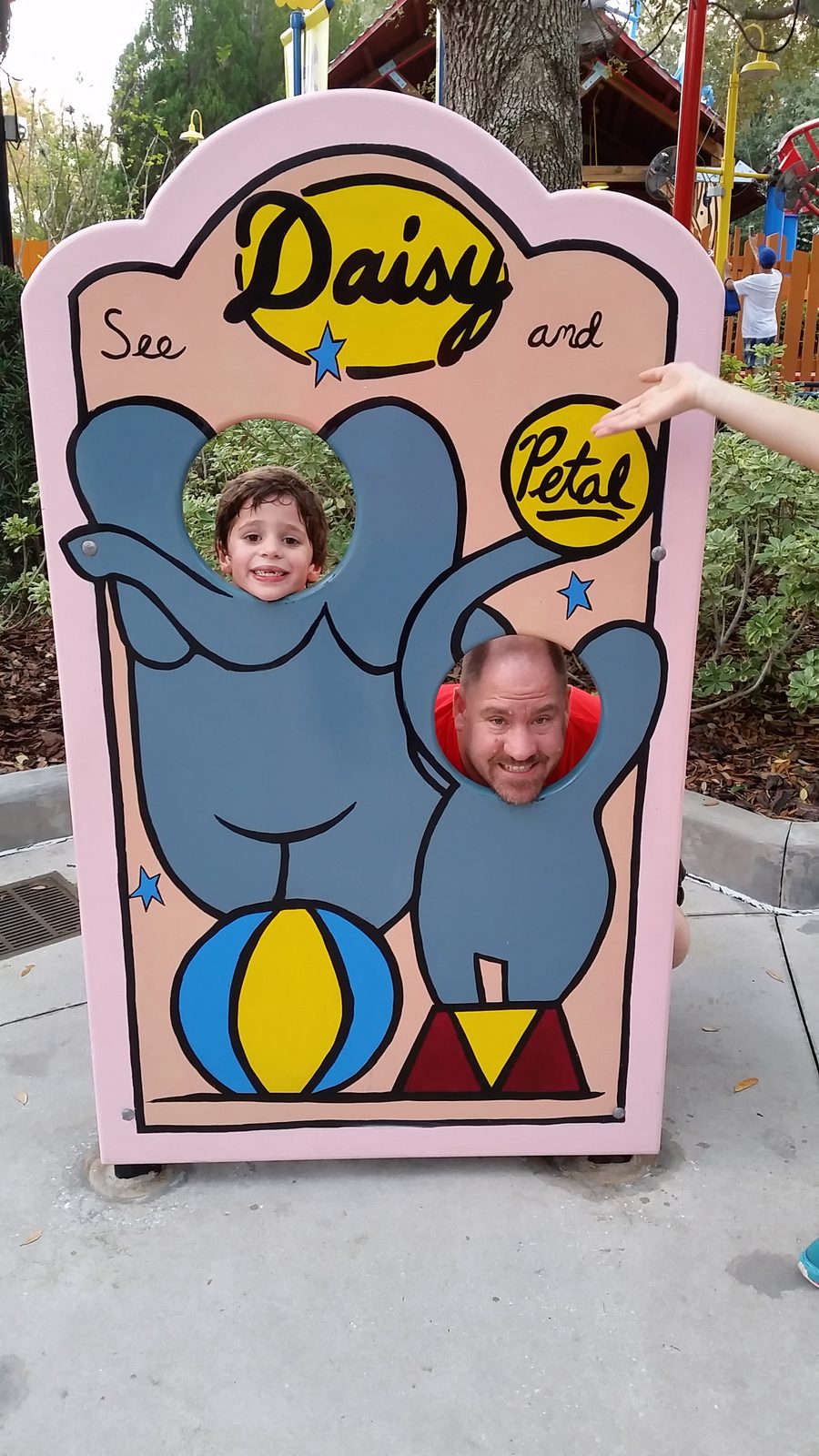 Thomas and Michael in the elephant cutout