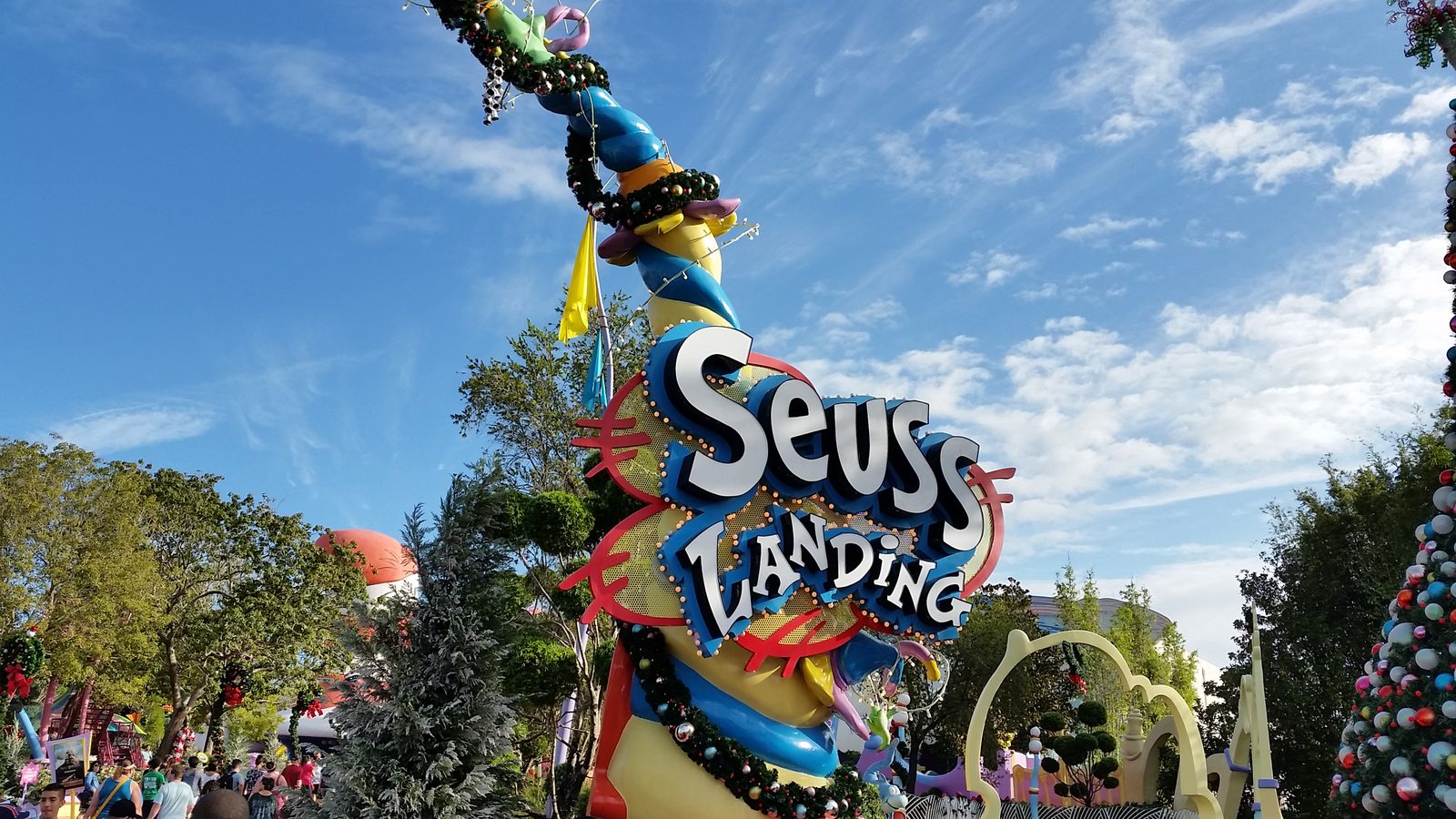 The Seuss Landing entrance sign