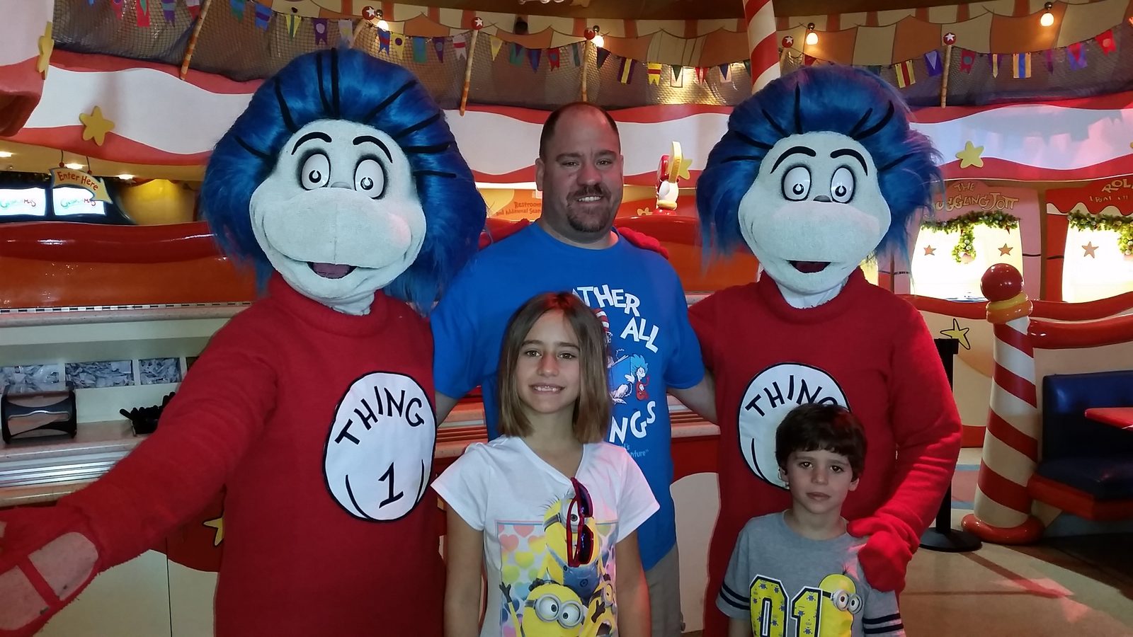 Thing 1, Michael, Lisa, Thomas and Thing 2 at Islands of Adventure