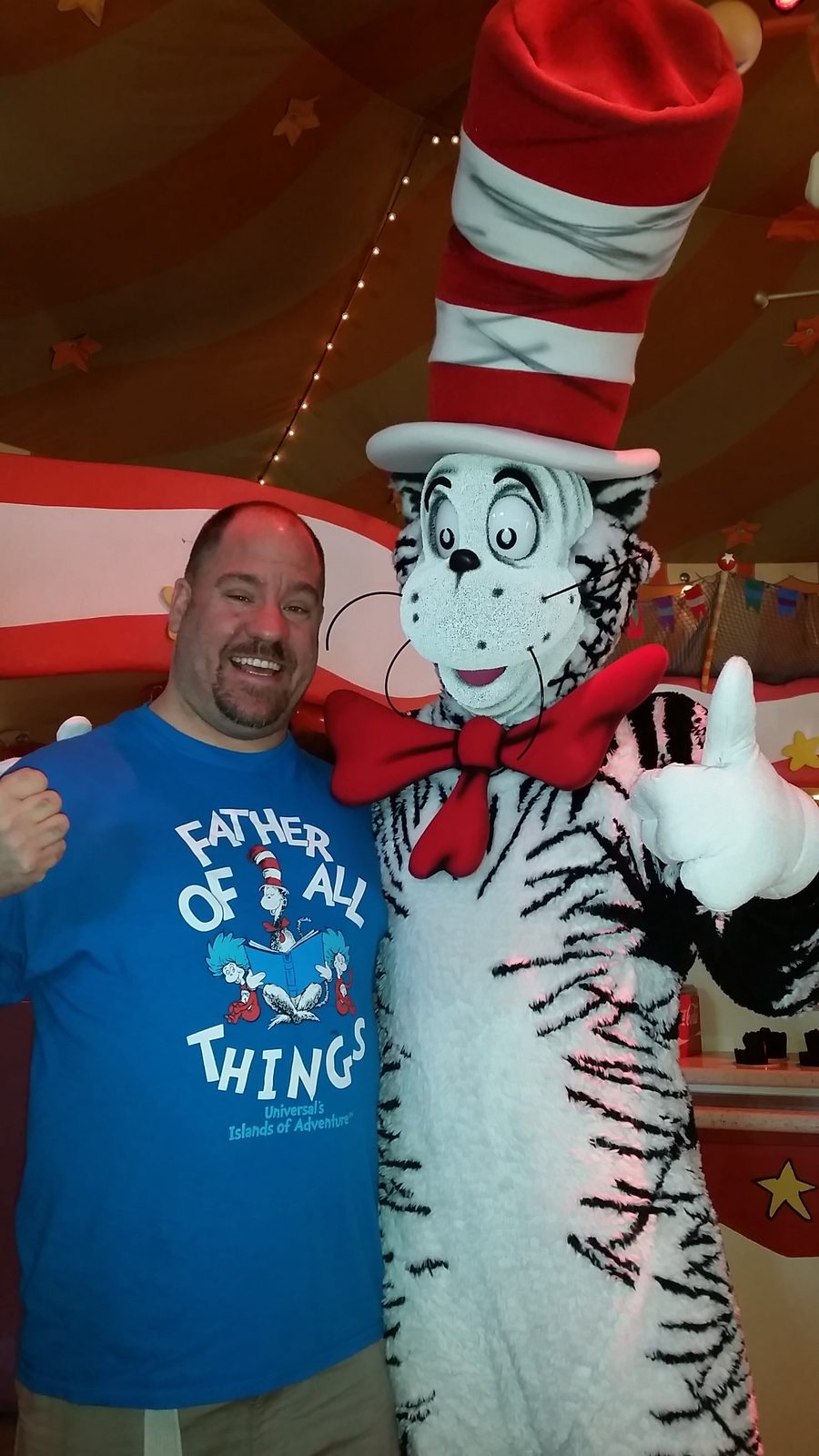 Michael with the Cat in the Hat at breakfast