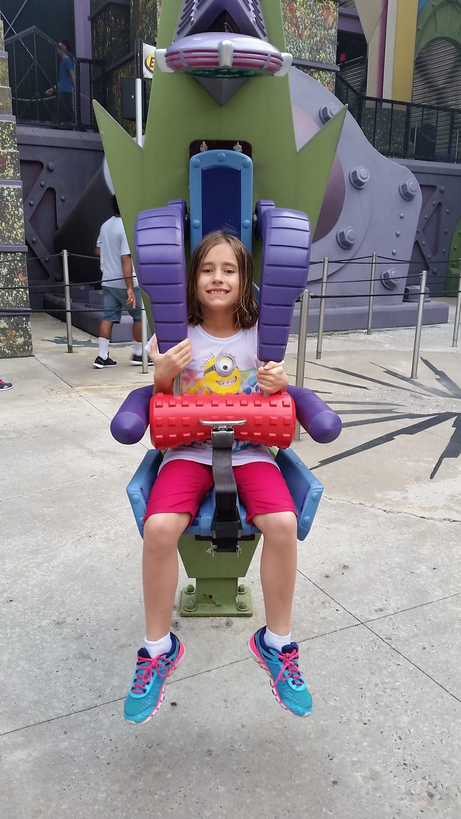 Lisa strapped in on Doctor Doom's Fear Fall