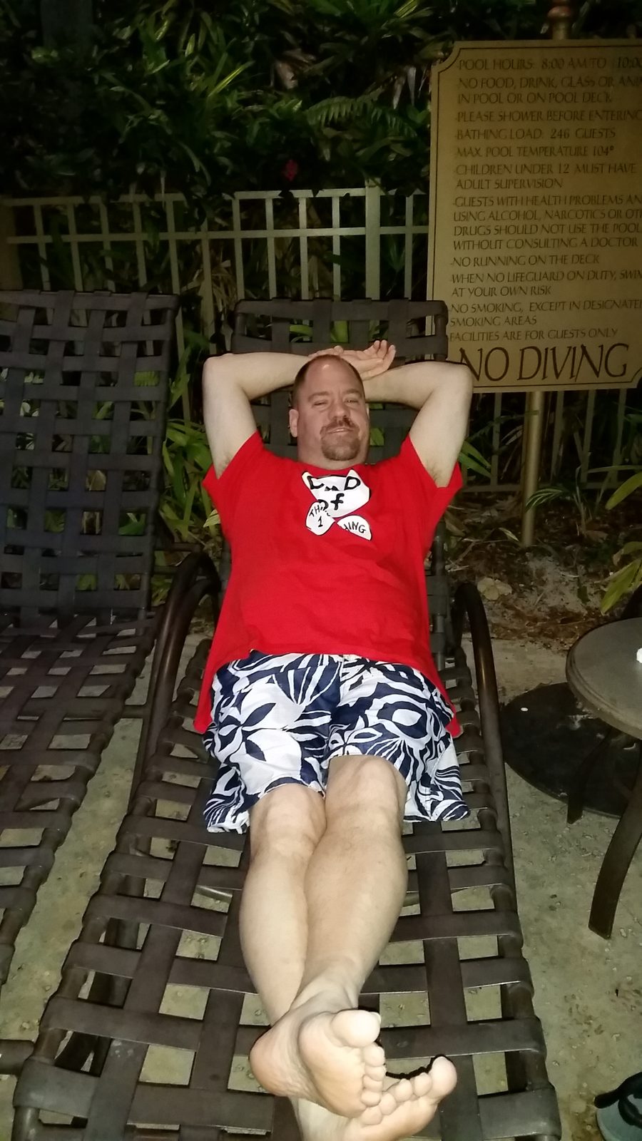 Michael relaxing by the pool at the Royal Pacific
