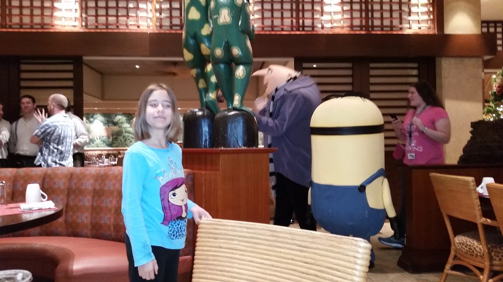 Lisa checking out the Minion across the room