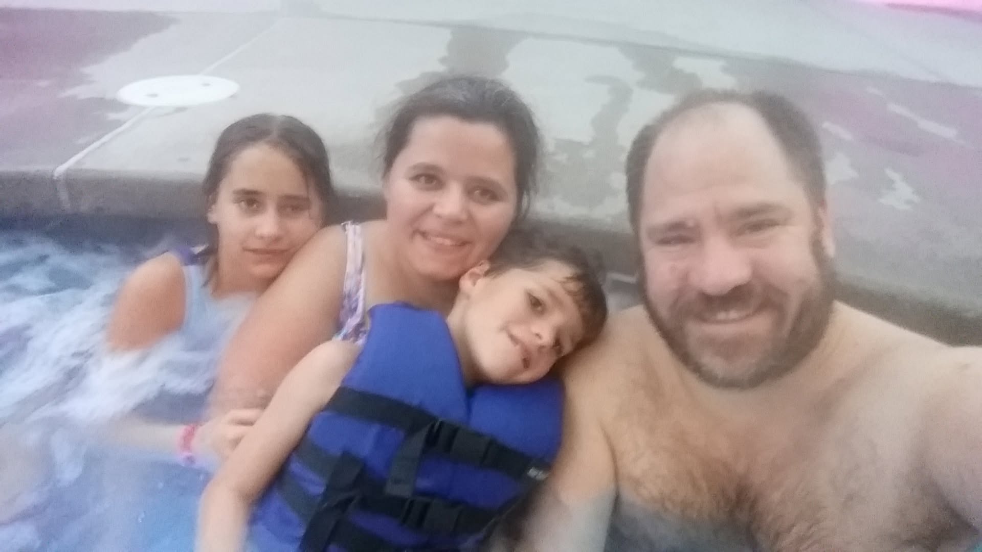 Lisa, Kathy, Thomas and Michael in the water at Kalahari