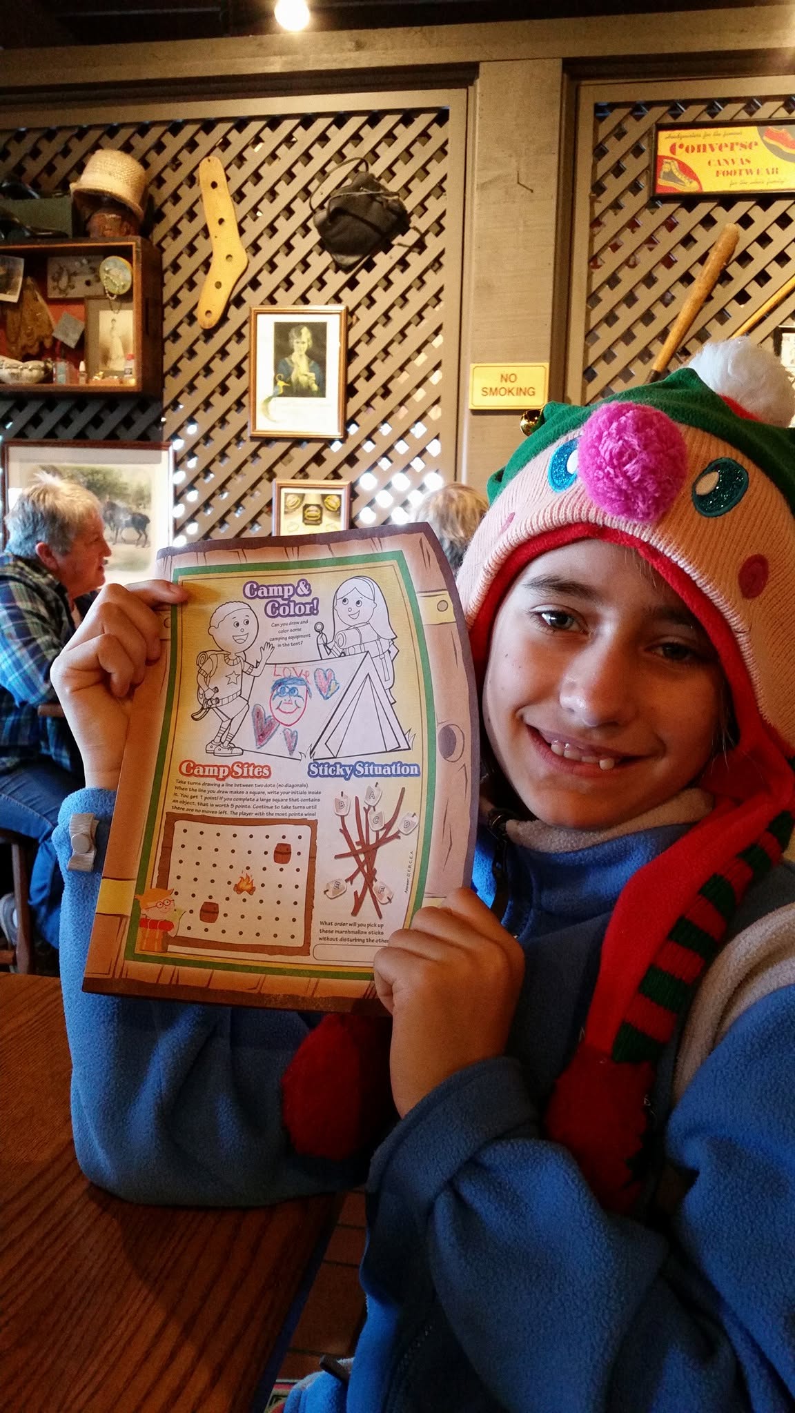 Lisa with her drawing of Grandma