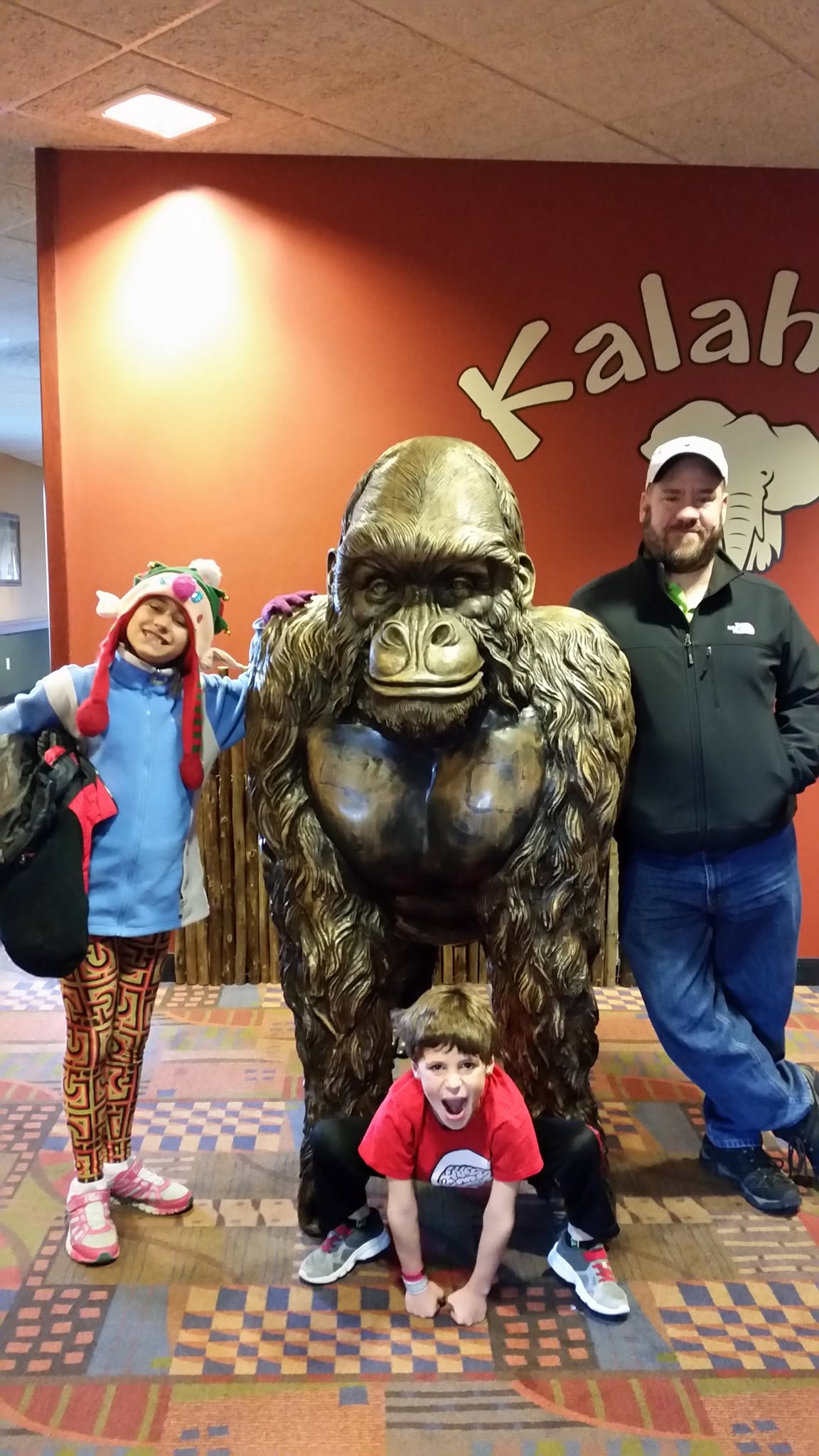 Lisa, Thomas and Michael with the gorilla at Kalahari